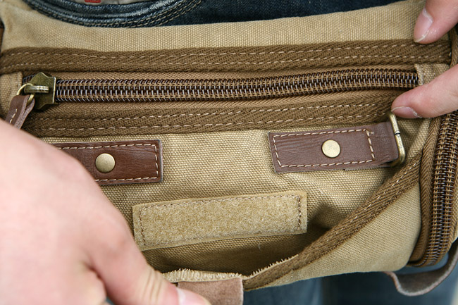 2291 khaki 100% cotton washed canvas waist bag