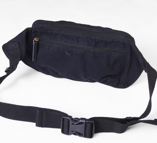 2373 black 100% cotton washed canvas waist bag