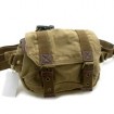 0102 khaki 100% cotton canvas & leather waist bag
