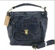 8516 royal blue women's genuine leather handbag