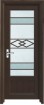 PVC-U glass door with grid in wood grain