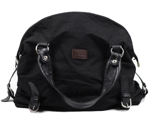 2012 Black Buckle Canvas Strap Satchel