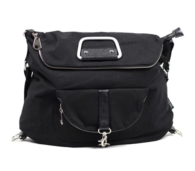 Black Buckle Canvas Strap Satchel