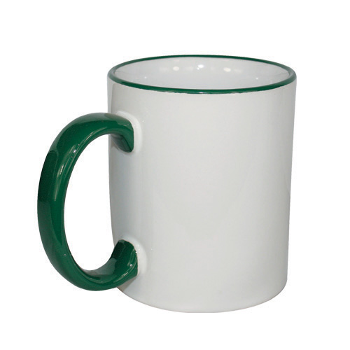 11oz Blank Coated Two-Tone Mug-Green Handle