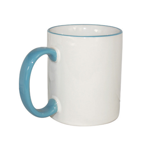 11oz Blank Coated Two-Tone Mug Light Blue Handle