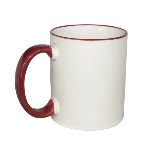 11oz Blank Coated Two-Tone Mug-Maroon Handle