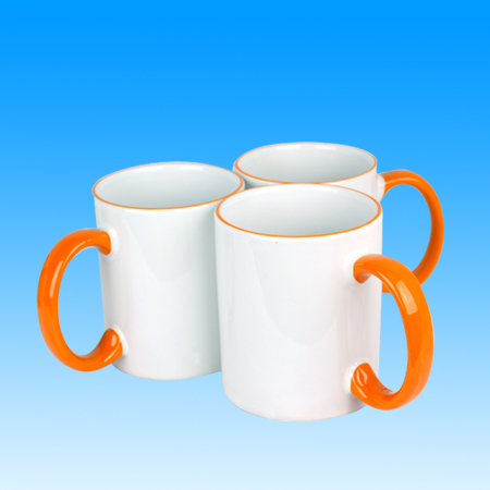 11oz Blank Coated Two-Tone Mug Orange Handle