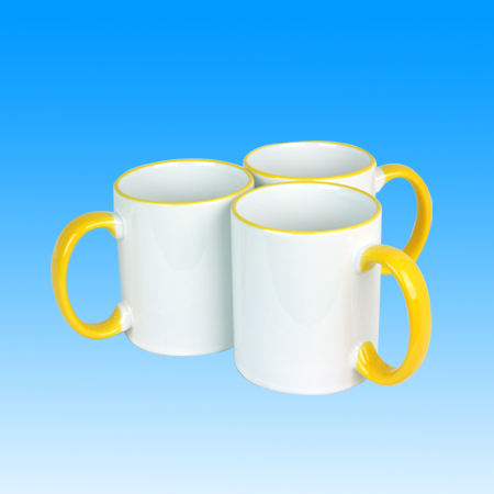 11oz Blank Coated Two-Tone Mug Yellow Handle
